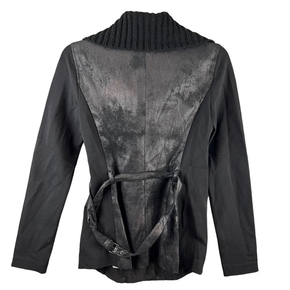 ARMANI EXCHANGE A/X Moto Jacket Black Vegan Leather Wool Small Grunge Goth - Picture 3 of 8